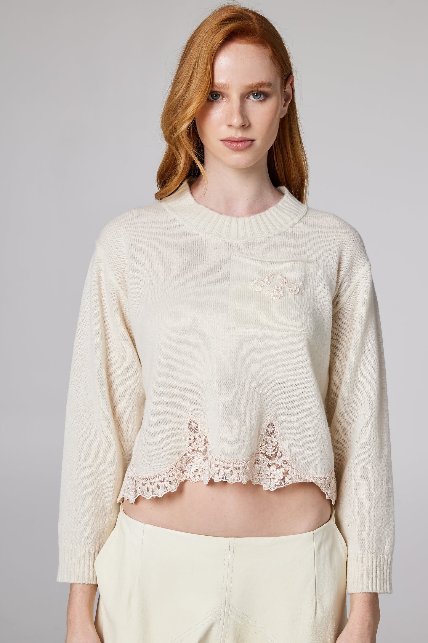 Wool Knitwear Top With Front Pocket