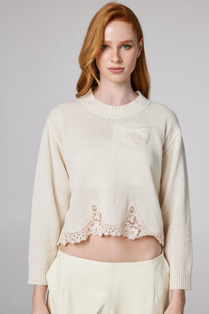 Wool Knitwear Top With Front Pocket