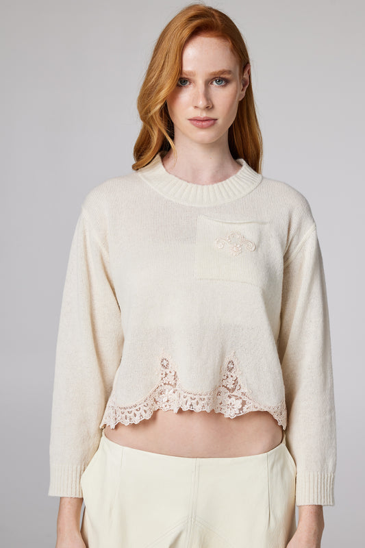 Wool Knitwear Top With Front Pocket