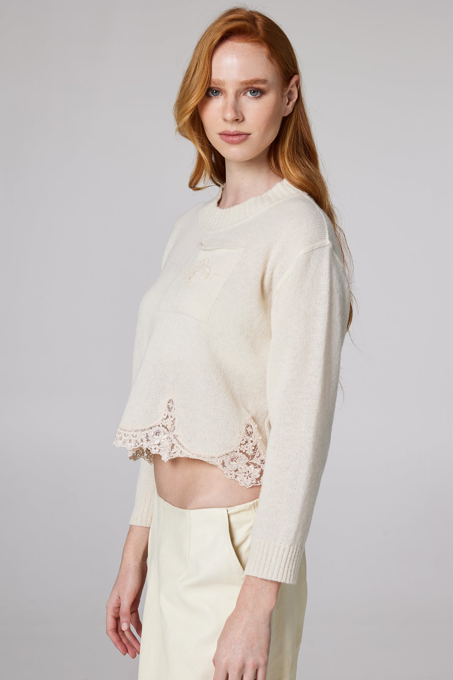 Wool Knitwear Top With Front Pocket