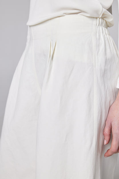 Cotton And Linen Wide Trousers With Elastic Back
