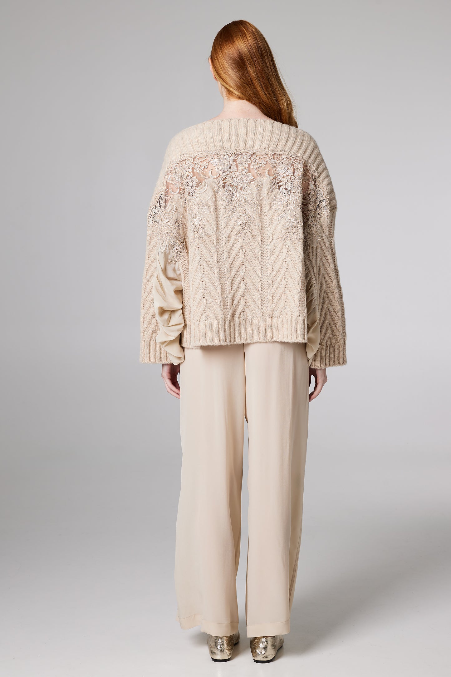 Sweater With Bateau Neckline And Lace Details
