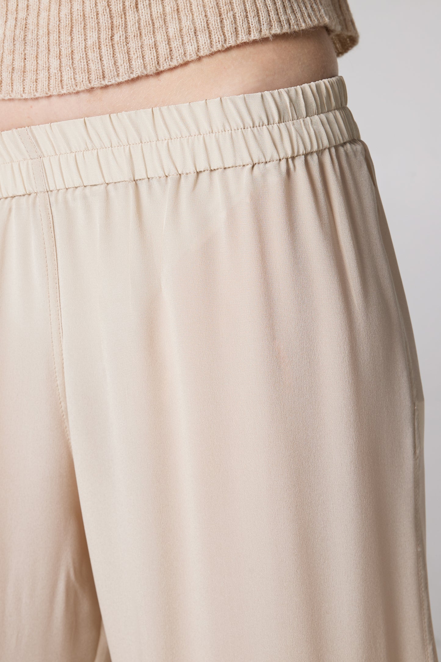 Silk Classic Trousers With Elastic Waistband