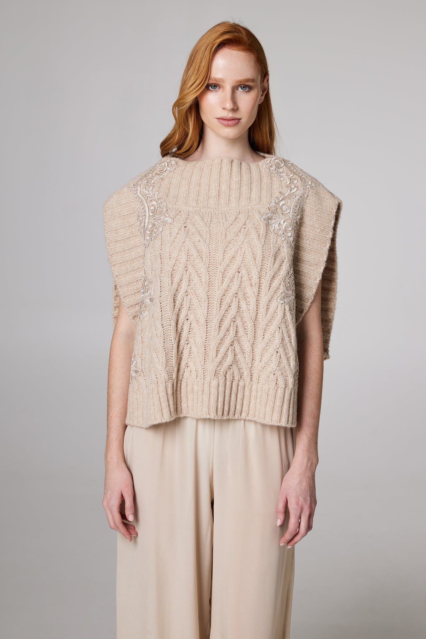 Wool Vest With Lace Side Details