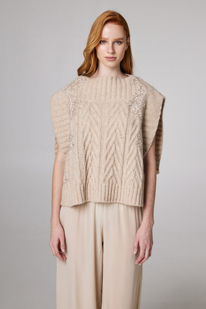 Wool Vest With Lace Side Details