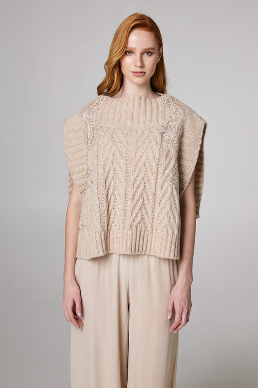 Wool Vest With Lace Side Details