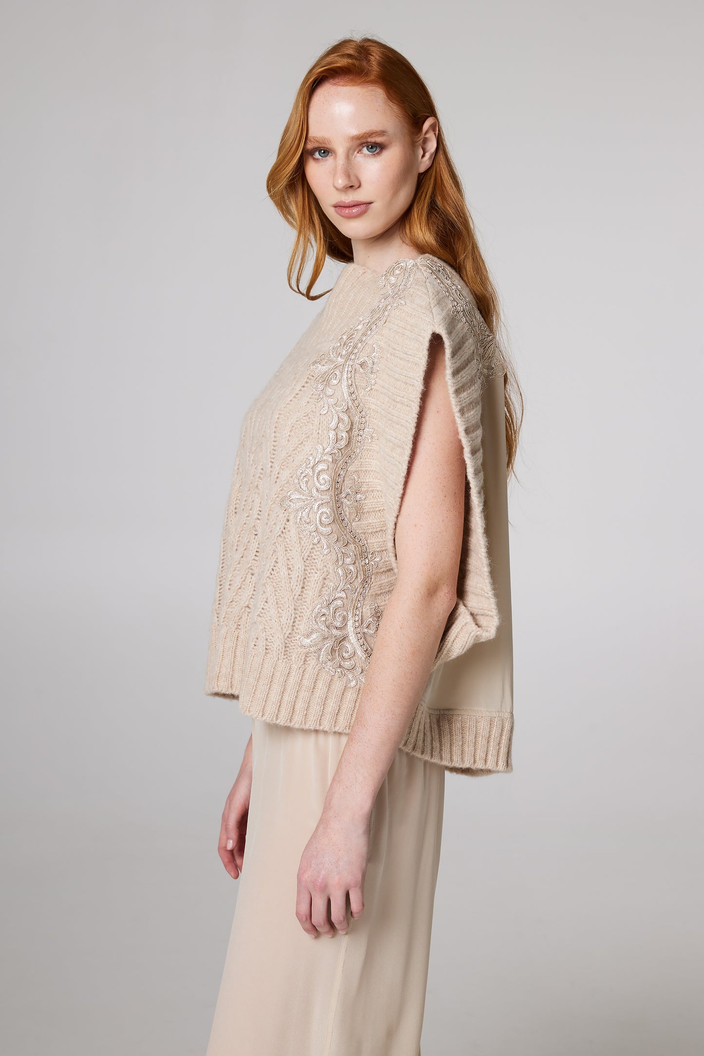 Wool Vest With Lace Side Details