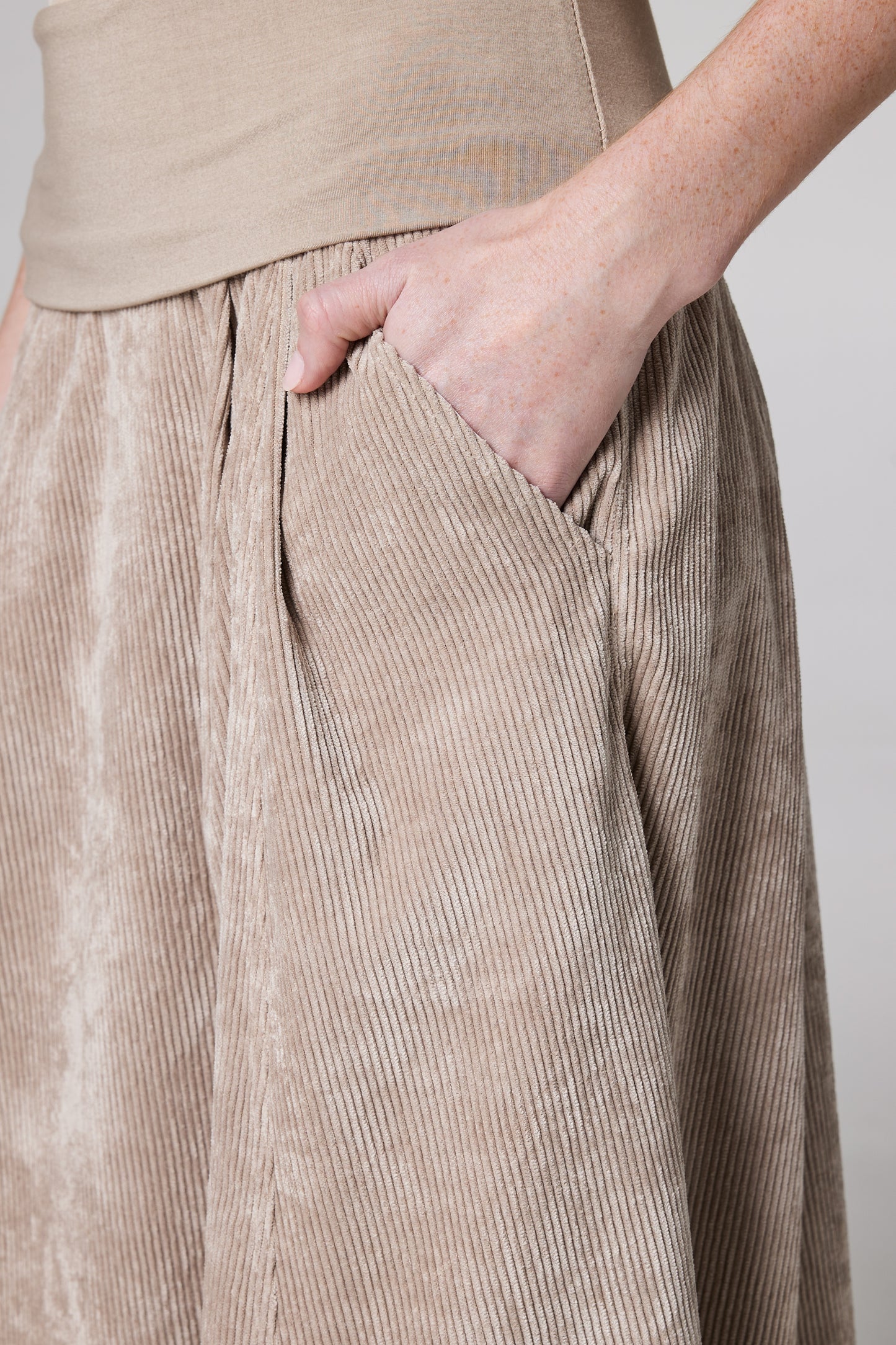 Corduroy Maxi Skirt With Adjustable Elastic Waistband