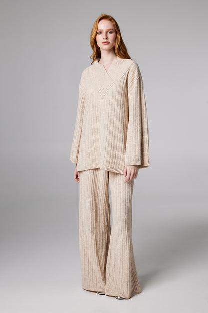 V-Neck Wool Sweater With Long Sleeve