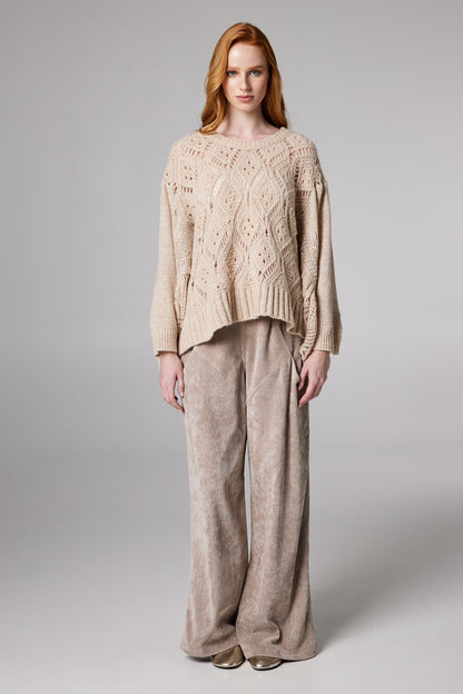 Wool Sweater With Lace sleeve Details