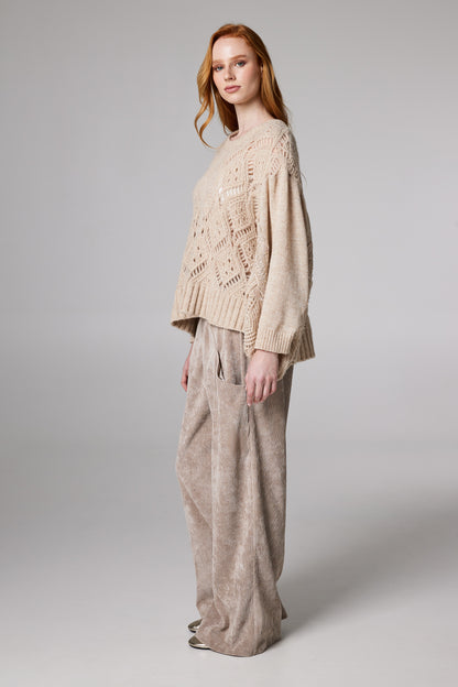 Wool Sweater With Lace sleeve Details