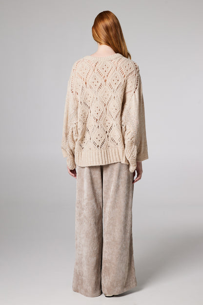 Wool Sweater With Lace sleeve Details