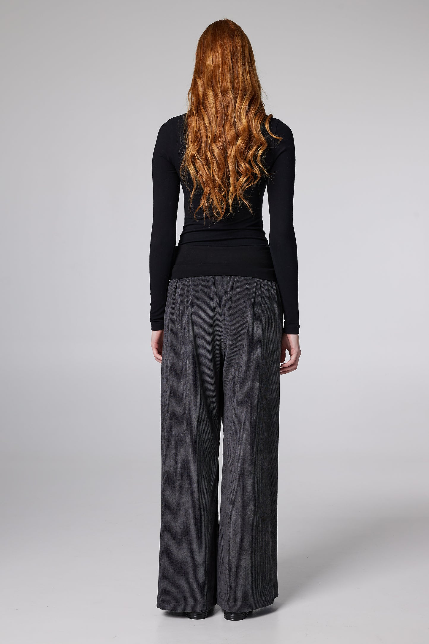 Corduroy Straight Pants With Adjustable Waistline