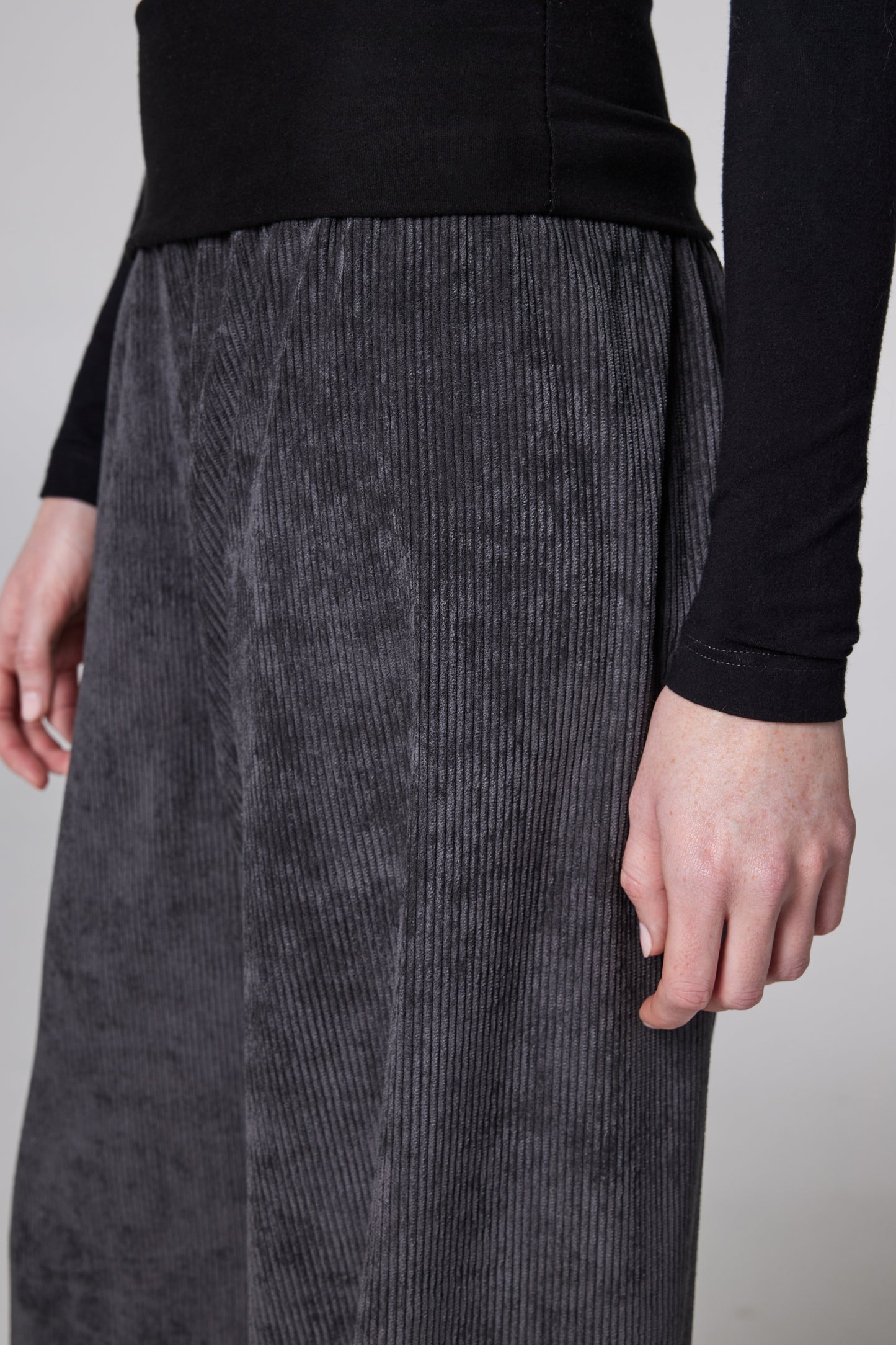 Corduroy Straight Pants With Adjustable Waistline