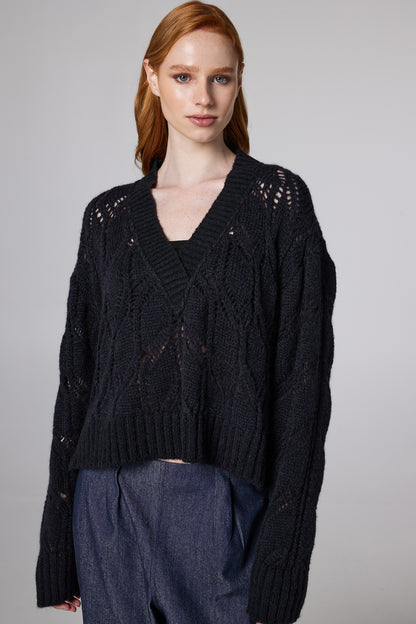 Knitwear Sweater With Long Sleeves And Lace Back