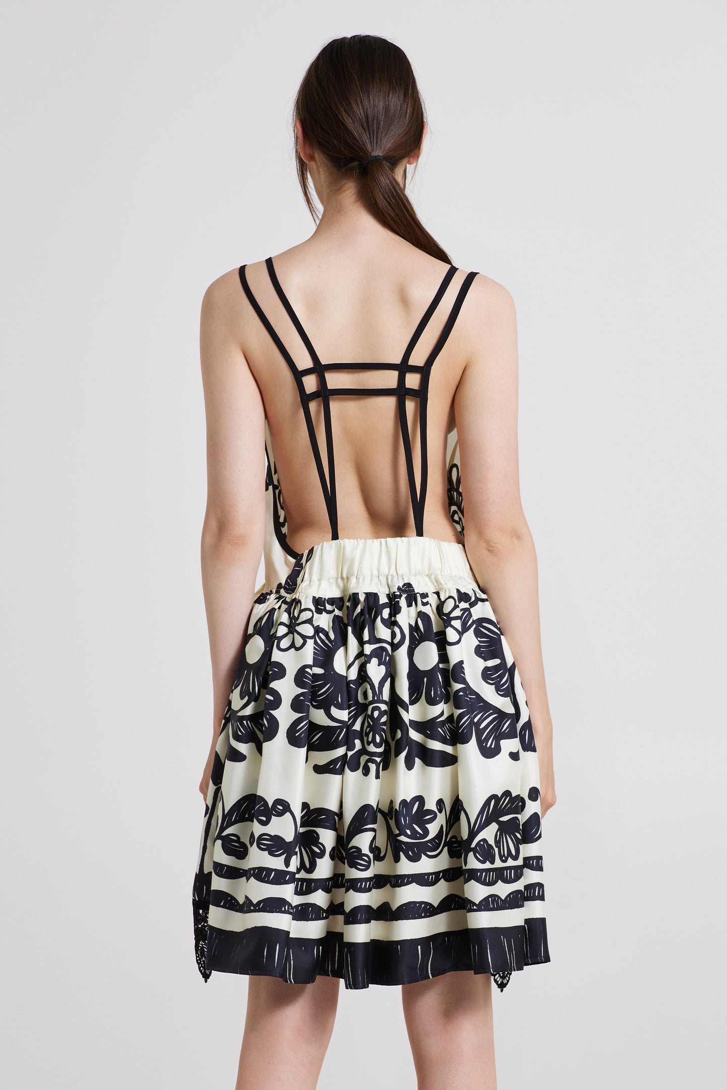 Silk Dress With Open Back And Bottom Lace