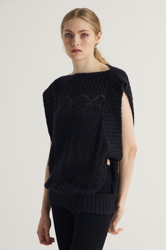 Wool Knitwear Vest With Side Openings