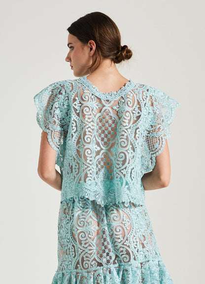 Lace Blouse With Short Sleeves
