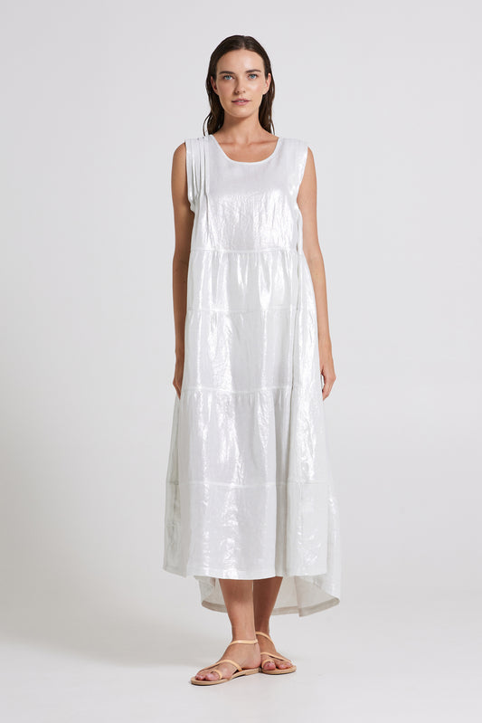 Laminated Linen Long Dress