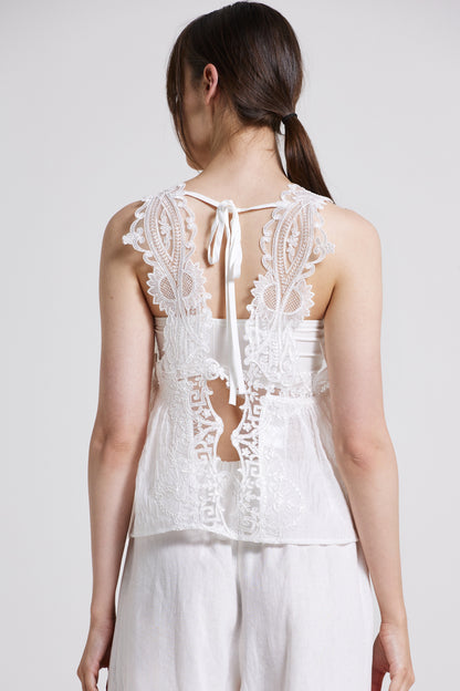 Cotton Top With Lace Straps And Open Back