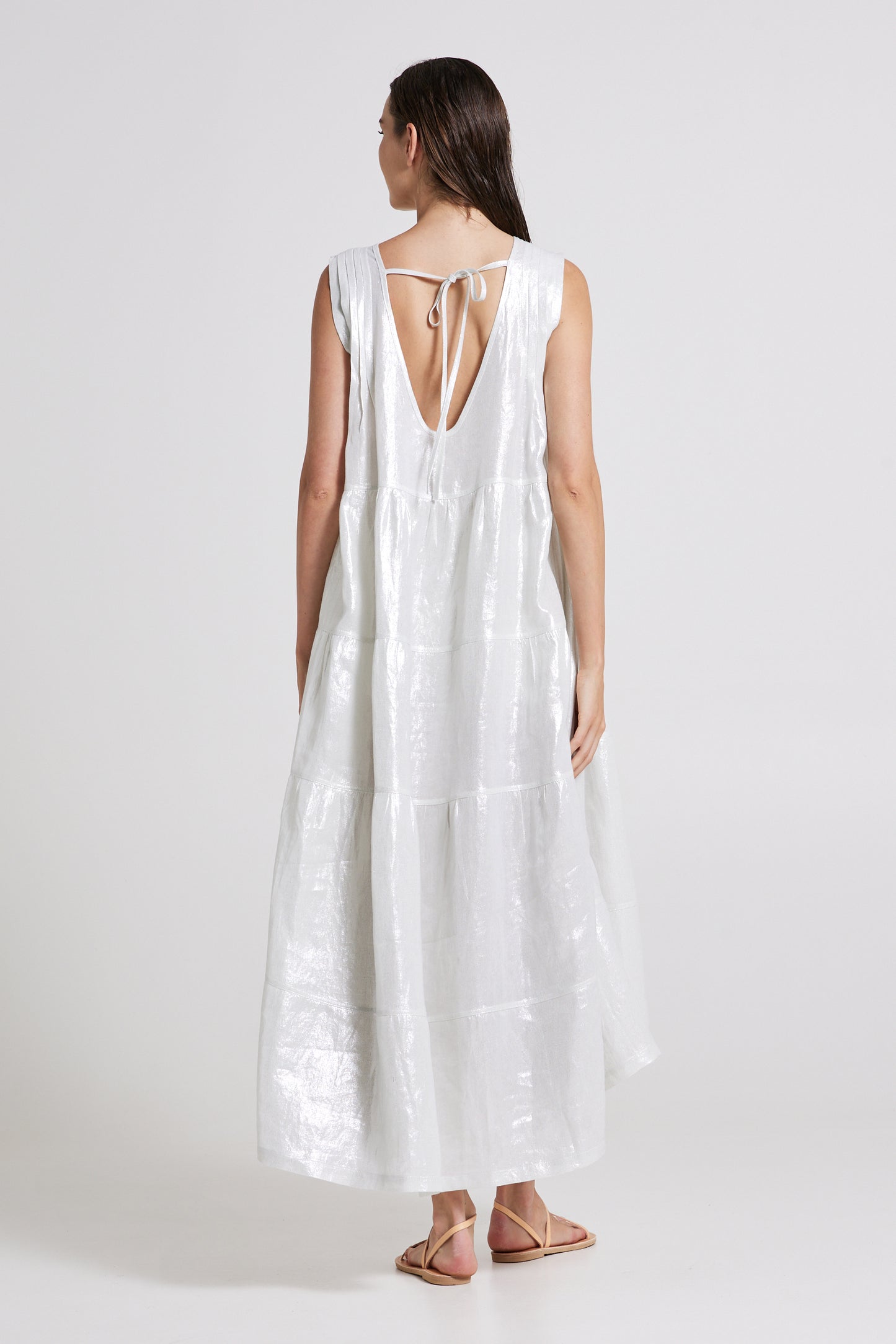 Laminated Linen Long Dress