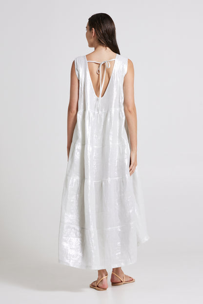 Laminated Linen Long Dress