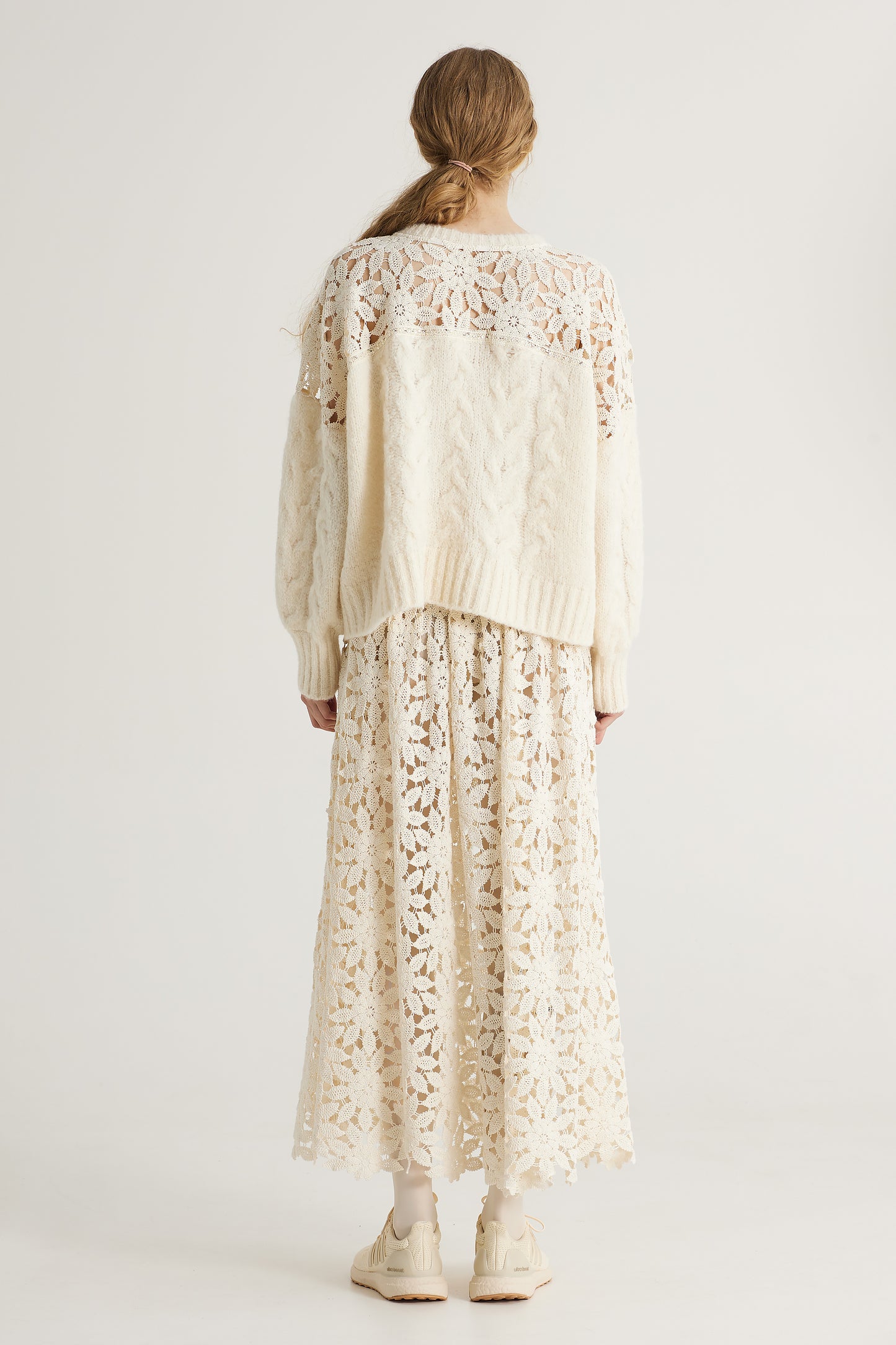 Knitwear Blouse With Top Flower Lace Details
