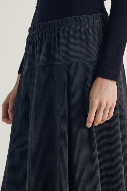 Corduroy Skirt With Asymmetric Hemline