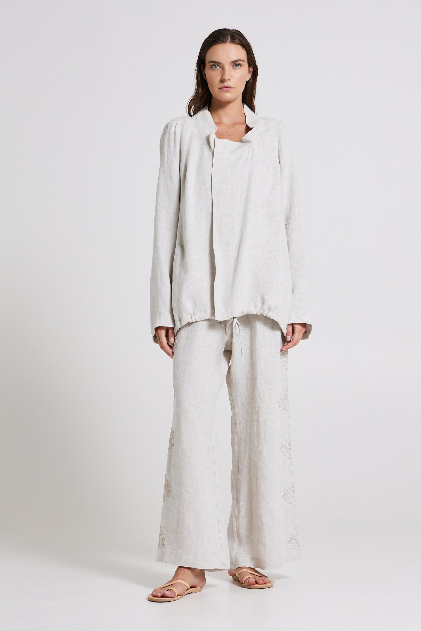 Linen Jacket With Adjustable Bottom