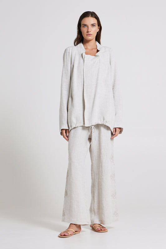 Linen Jacket With Adjustable Bottom
