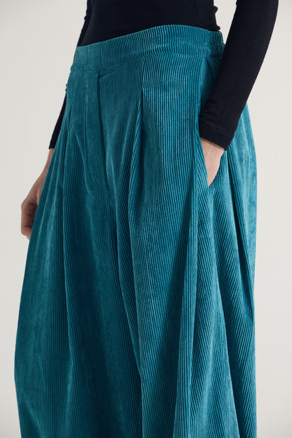 Corduroy Trousers With Elastic Waistband And Hem
