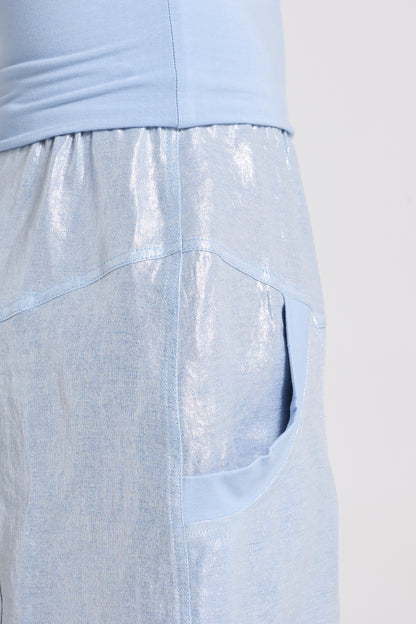 Linen Trousers With Elastic Waistband And Pockets