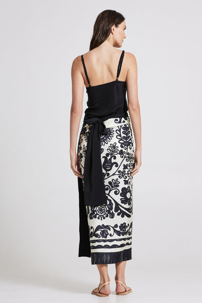 Silk Skirt With Back Ribbon