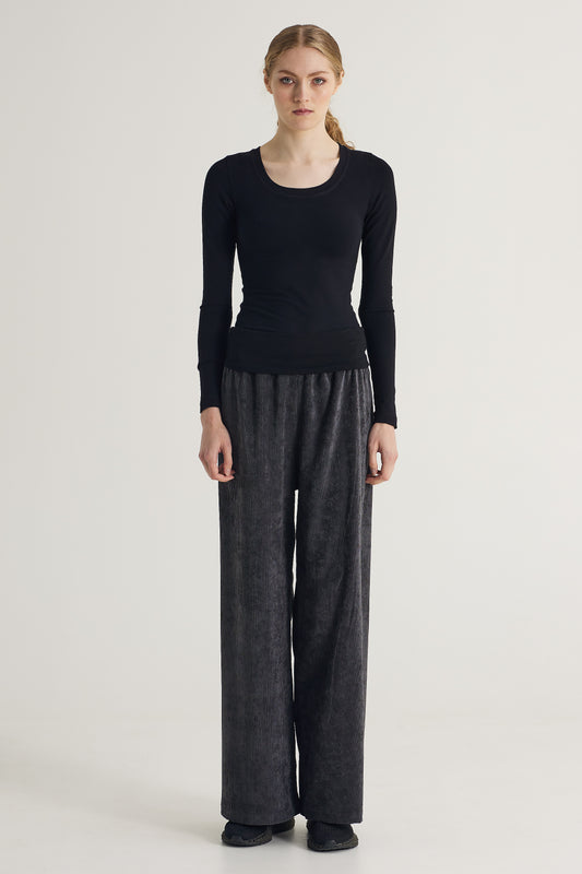 Corduroy Pants With Wide Elastic Waistband