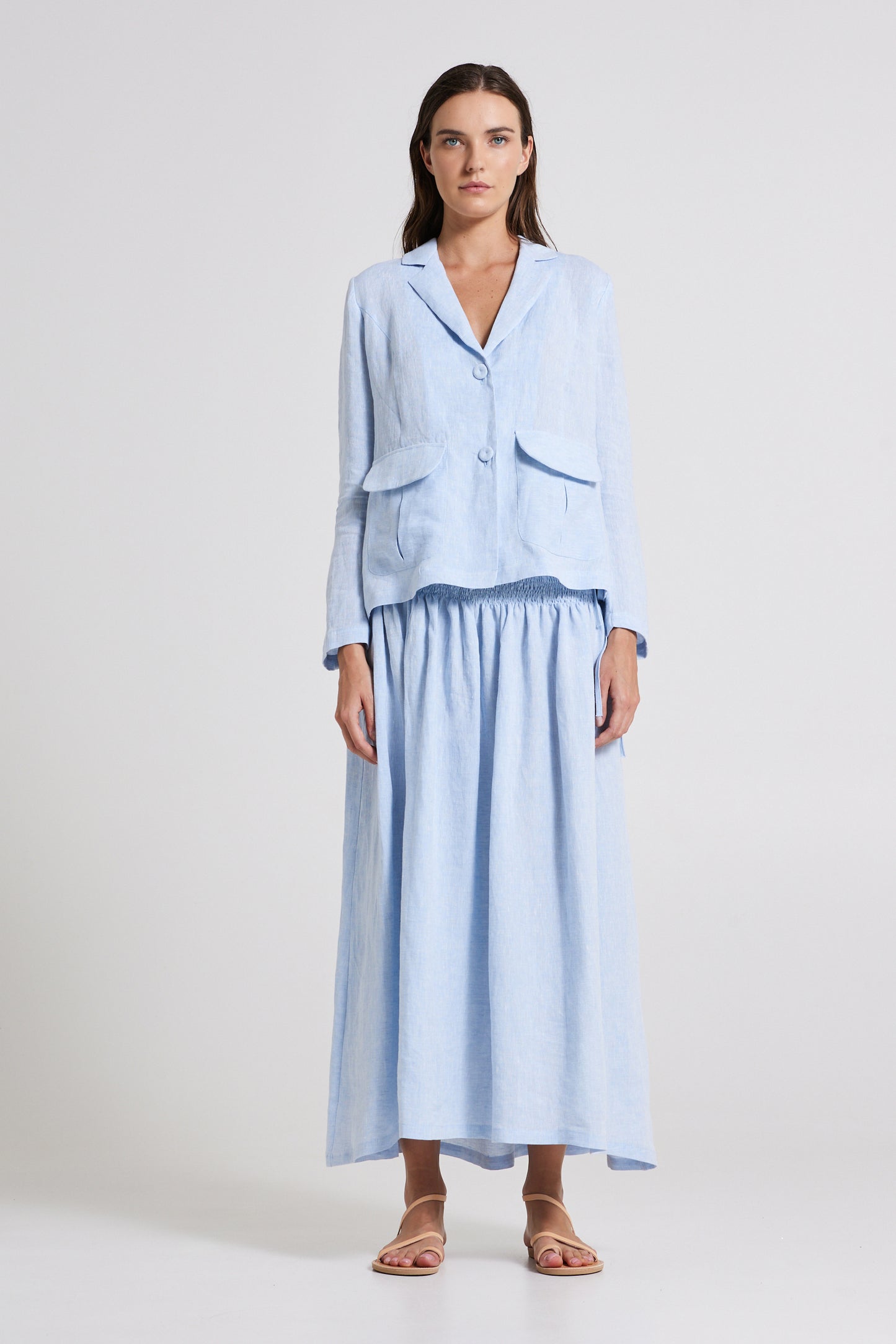 Linen Blazer With Side Pockets