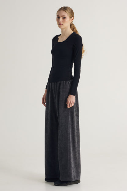 Corduroy Pants With Wide Elastic Waistband