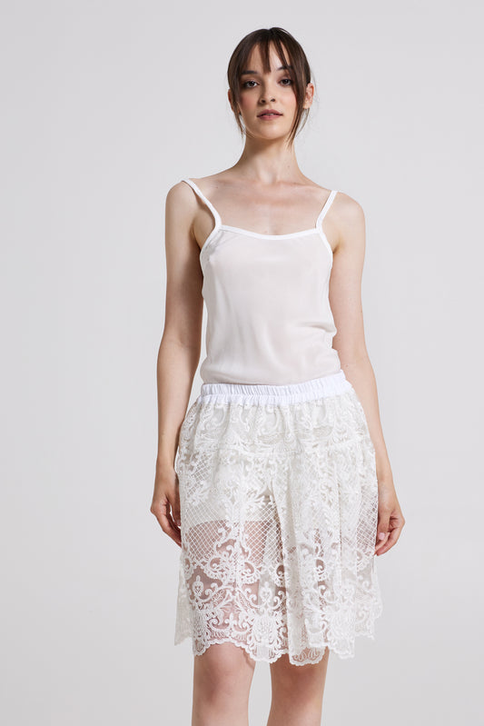 Lace Skirt With Silk Elastic Waistband