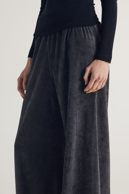 Corduroy Pants With Wide Elastic Waistband