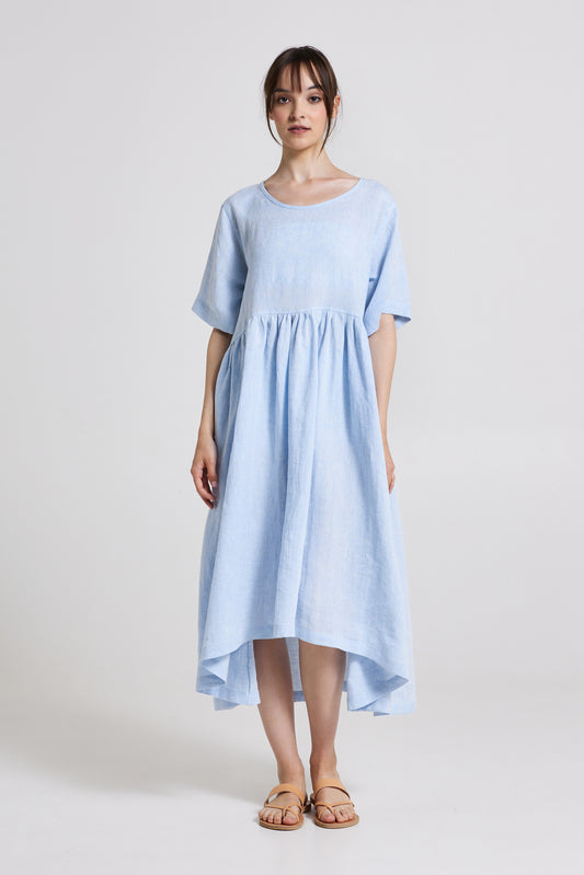 Linen Dress With Short Sleeves