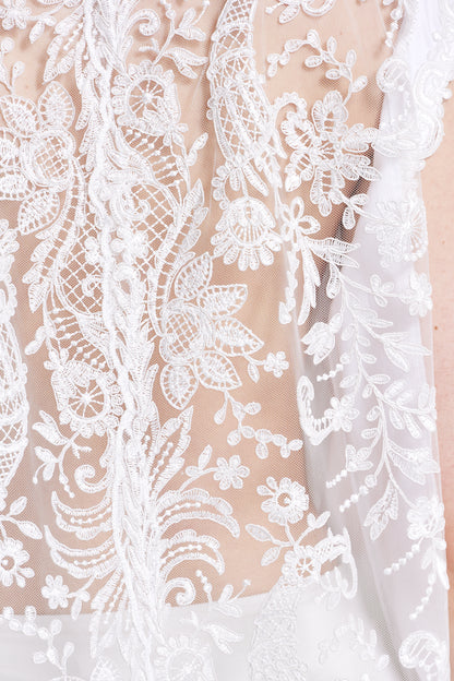 Drop Waist Cotton Dress With Lace Details