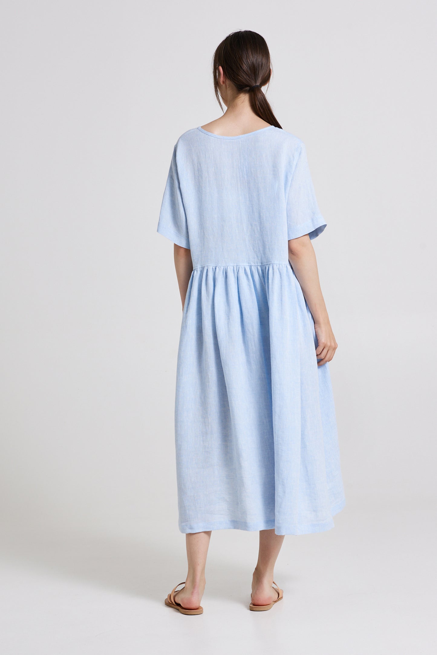 Linen Dress With Short Sleeves