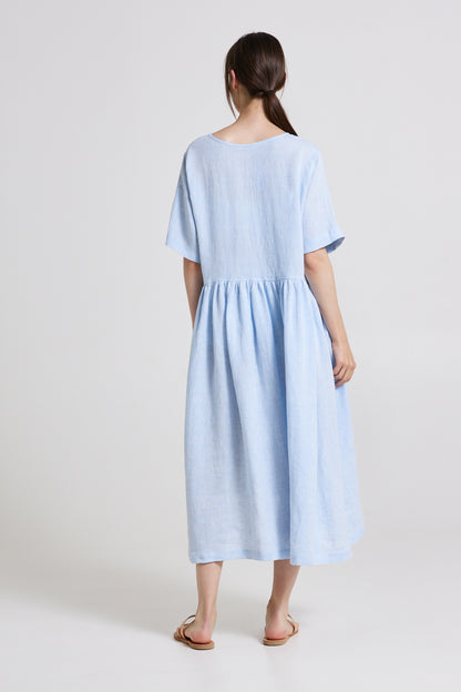 Linen Dress With Short Sleeves