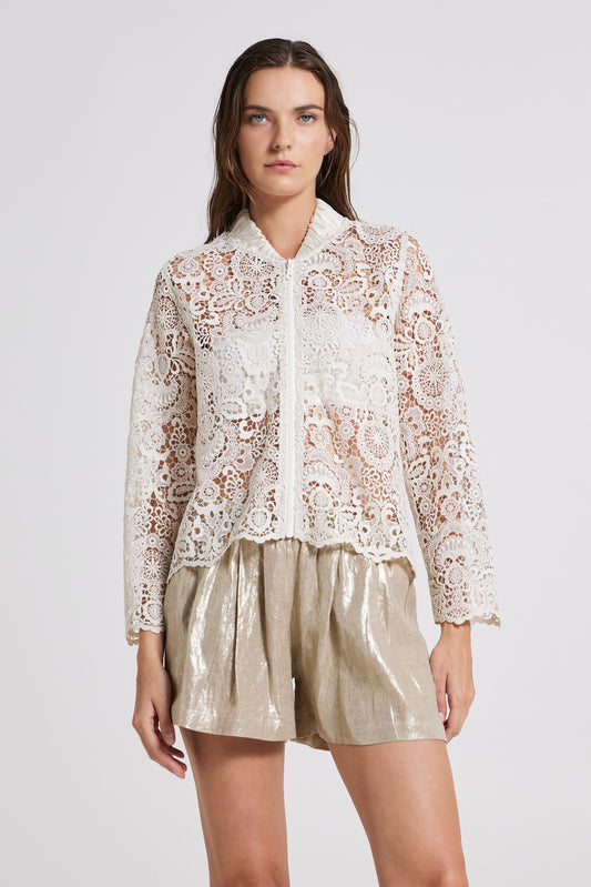 Laminated Shorts With Elastic Waistband