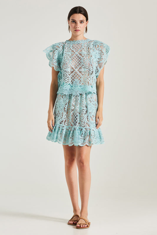 Lace Trumpet Skirt With Elastic Waistband