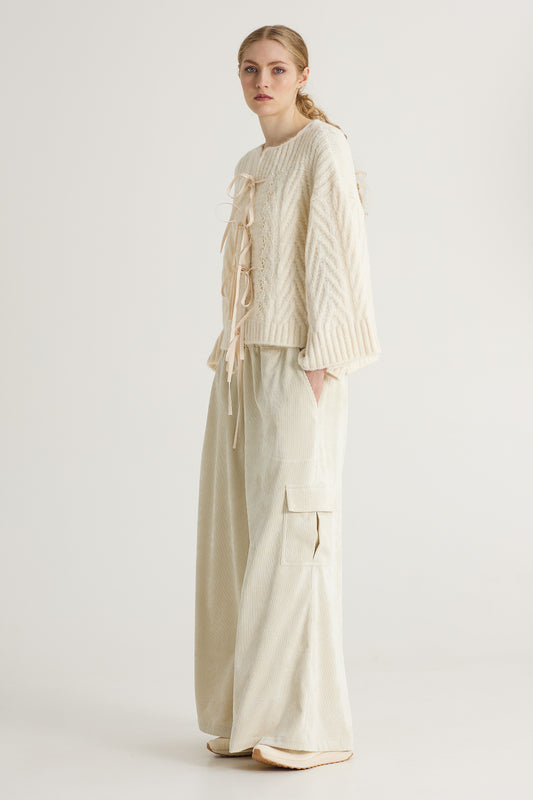 Wool Jacket With Ribbon Front Closure