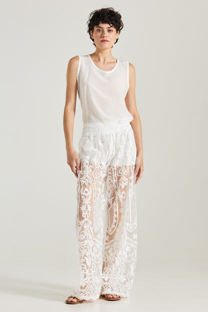 Lace Pants With Silk Waistband