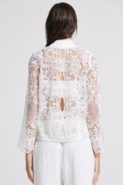 Lace Jacket With Silk Finishings