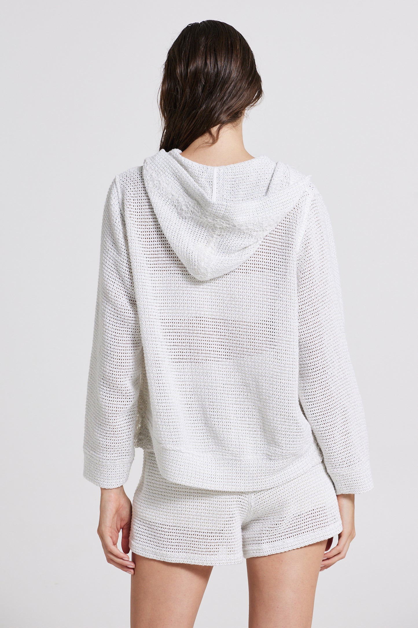 Knitwear Jacket With Bottom Lace Details