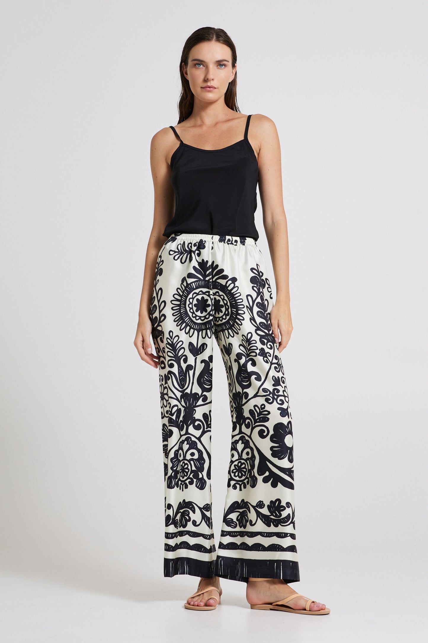 Silk Pants With Elastic Waistband