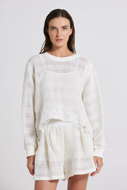 Lightweight Knitwear Sweater With Lace Details